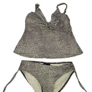 Coco‎ Reef Tankini 2 Piece Swimsuit Brown White Boho Tummy Control Flattering L*